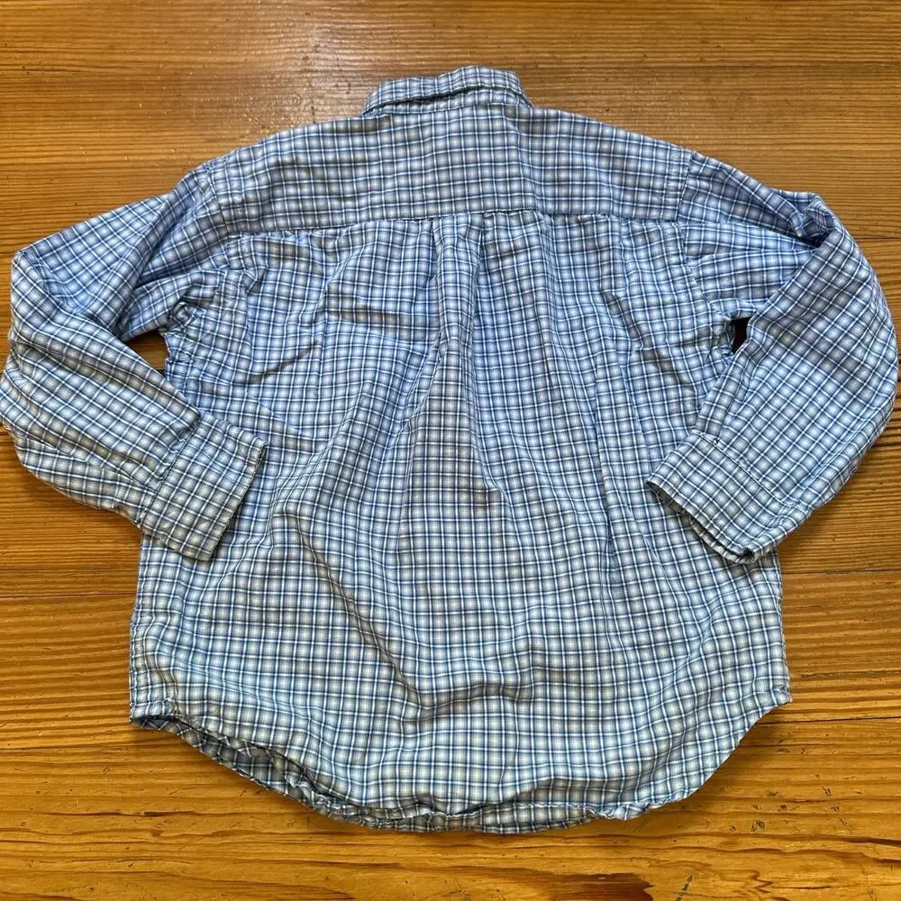 Ralph Lauren blue white checkered long sleeve button‎ up shirt SIZE 3T